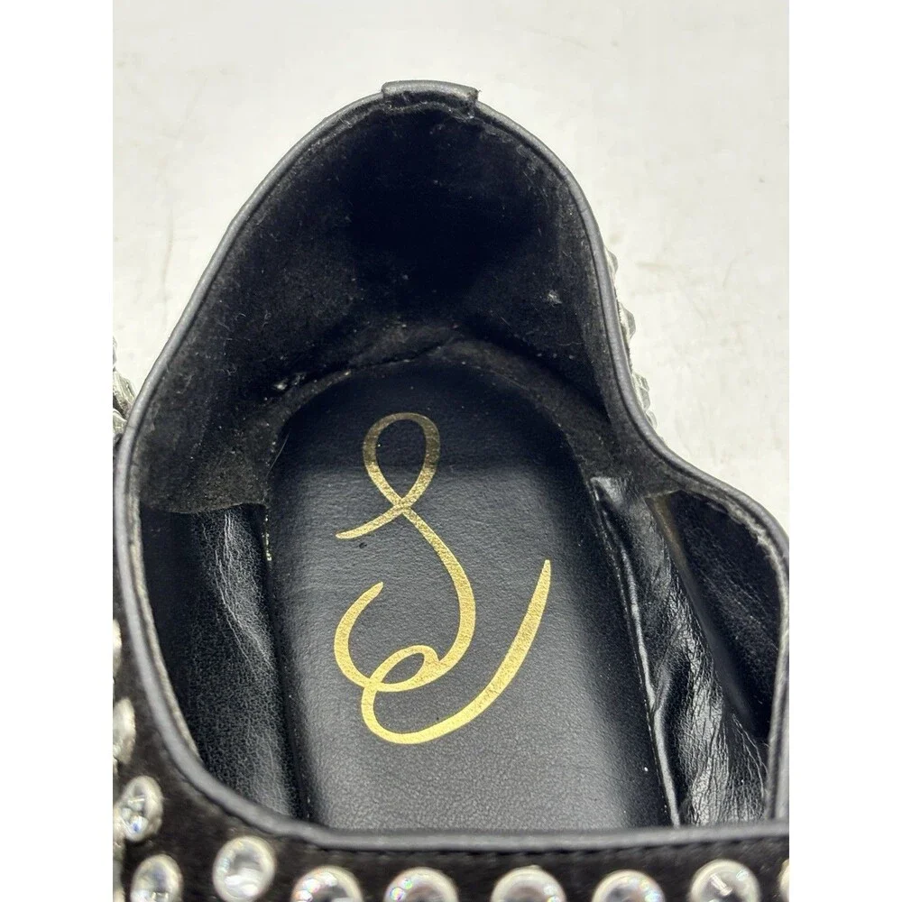 Sam Edelman Michaela Gem Mary Jane Flats Womens Size 8 Black Studded